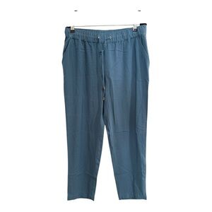 Loft Pull On Straight Leg Pants Blue Rayon Blend Size Medium